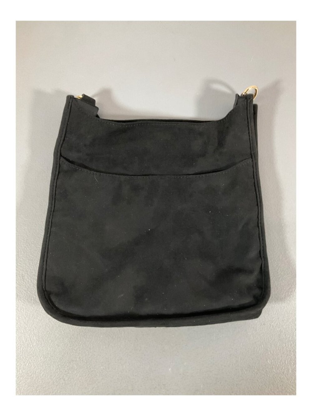 ADORNED Black Faux-Suede Messenger Bag with Multi-Straps and Detachable Pouch